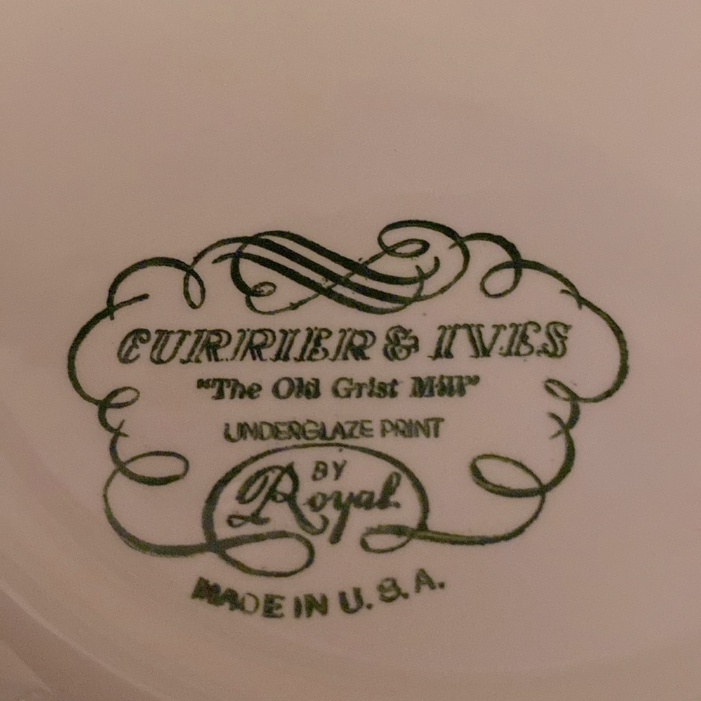 Currier & Ives The Old Grist Mill Plates (2 )Winter Snow Christmas Holidays - Picture 4 of 4